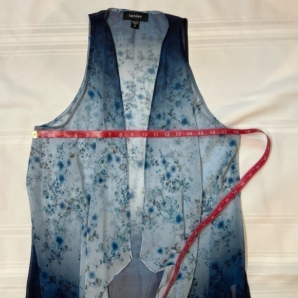 Karen Kane Ombre Floral Print Vest Ruana Kimono Sz M Blue EUC‎ Like New - Picture 8 of 11